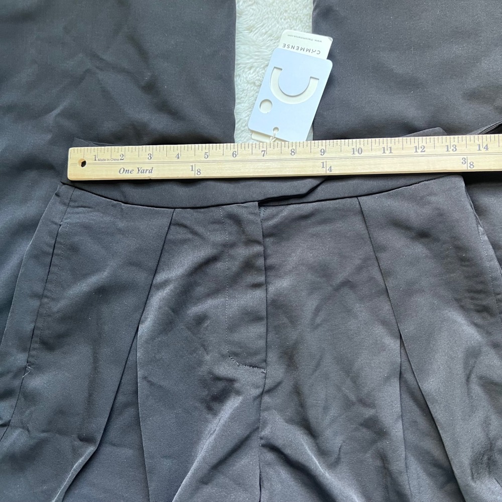 Commense Black Wide Leg Pleated High Rise Trousers Pants OA230526069 Small NWT - Picture 10 of 14